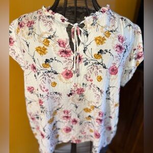 Buffalo David Bitton Floral Blouse - Pink and Yellow